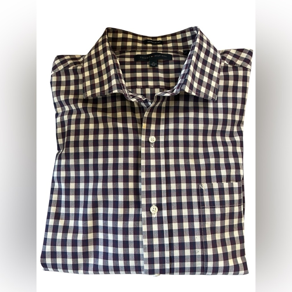 Tommy Hilfiger Navy Gingham Heritage Prep Button Down Shirt Men’s XL